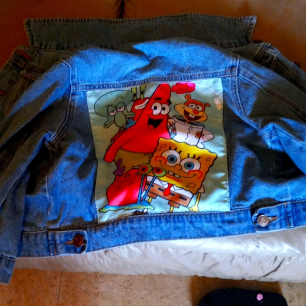 I'm selling a jean jacket with SpongeBob characters